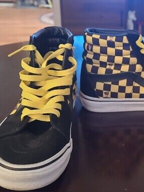 Vans Where's Waldo? High Top Checkerboard Sneakers in Black & Yellow